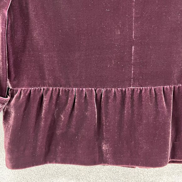 Tahari Velvet Blazer Jacket Womens 8 Purple Embroidered snap button peplum - Picture 15 of 16